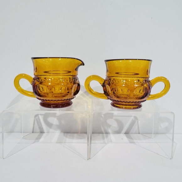 Indiana Glass Other - Vintage Indiana Glass Kings Crown Amber Creamer & Sugar Set No Damage